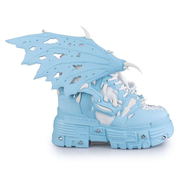 ANTHONY WANG BLUE APPLE Dragon Wing Blue Platform Sneakers - Picture 1 of 7